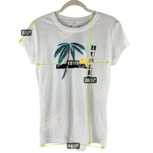 Hurley Palm Tree Print Tee White Size L Short Sleeves Casual Summer Cotton Blend - Picture 4 of 6